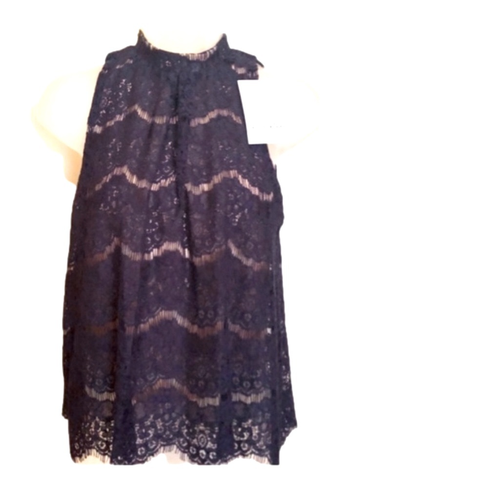 FULLY LINED 𝅺LOVE, Fire Blue Lace Sleeveless Top NWT - Picture 4 of 11